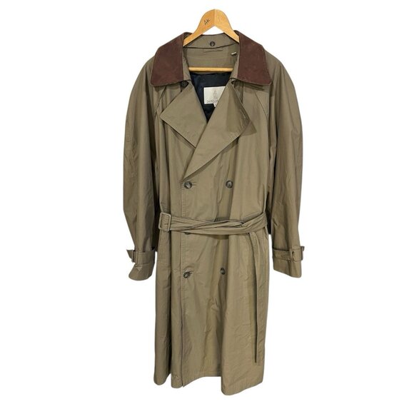 London Fog Other - Vintage London Fog Collared Trench Coat Mens With Liner Size 42 Reg Green Brown